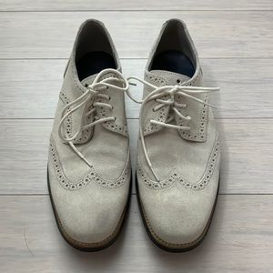 Men’s Cole Haan LUNARGRAND Wingtip Oxford Suede Bone Tan Dress Shoes Size 12